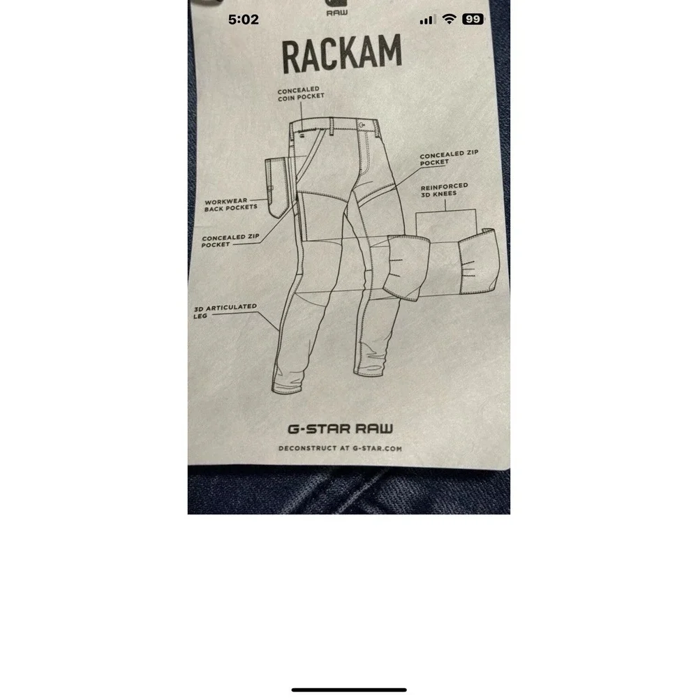 G Star Raw Rackam 3D Skinny Jeans Super Stretch Denim‎ Extreme Painted Men 34x32
